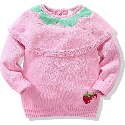 New 2021 Autumn Winter Kids Girls Long Sleeve Strawberry Printing Sweater Children Clothing Baby Kids Girls Pullover Sweaters
