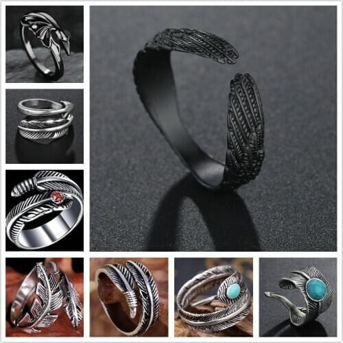 Trendy Angel Wings Women Men Rings Retro Open Adjustable Black Engagement Wedding Ring Gothic Punk Party Jewelry