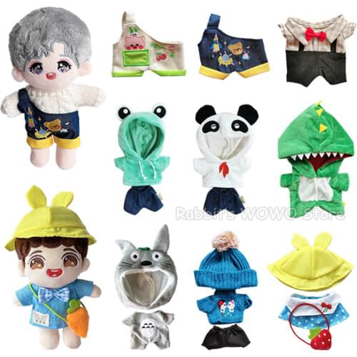 20cm Baby Doll Outfit Plush Dolls Clothes Lovely Hoodie Stuffed Toy Dolls Accessories for Korea Kpop EXO Idol Dolls