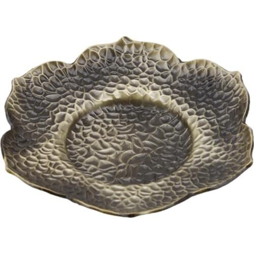 Alloy Teacup Tray Blossom Lotus Maple Leaf Shape Tea Cup Mat Mini Coffee Cup Stand Chinese Style Coaster Home Accessories