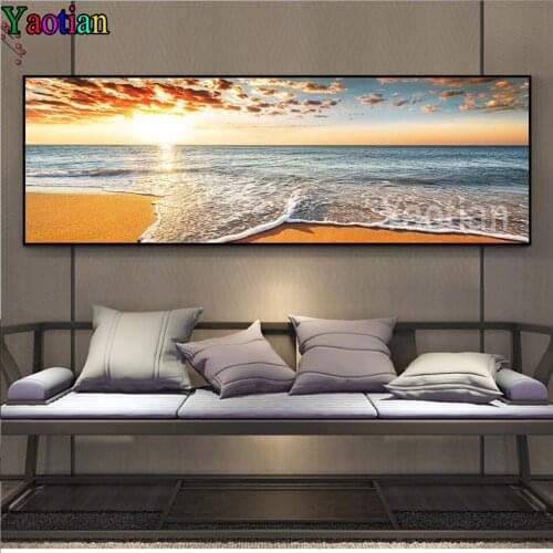 Full Square Diamond Painting Nature Art Sunset Beach Seascape 5D DIY Diamond Embroidery Cross Stitch Kit Rhinestone Mosaic Art