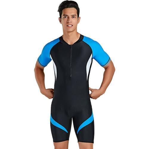 SBART mens european and American diving suit short-sleeved snorkeling suit quick-drying thin conservative male thin swimsuit