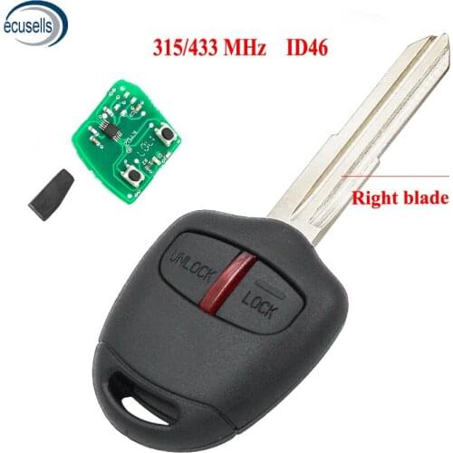 2 Button Smart Remote Key Fob for Mitsubishi Lancer Outlander ID46 Chip PCF7936 315MHz/433Mhz Right Blade