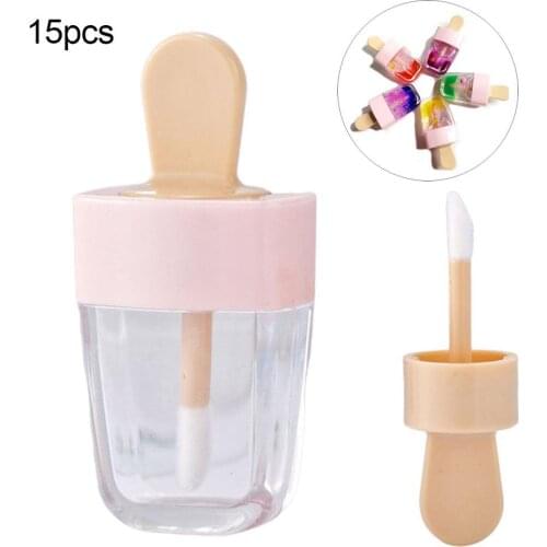 15Pcs Ice Cream Shaped Empty Lip Gloss Tube Balm Container DIY Cosmetic Bottle Refillable Bottles & Accessories
