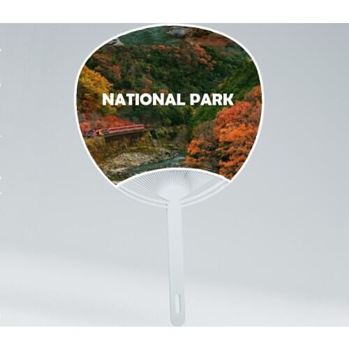 Hand held fans Plastic round UV printing customize design for advertising promotion favors gifts