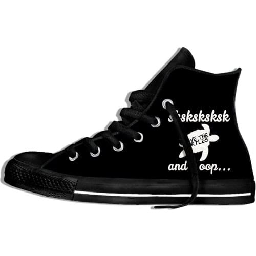SKSKSK And I Oop sea turtle Novelty Design Fashion Lightweight High Top Canvas Shoes Men Women Casual Breathable Sneakers