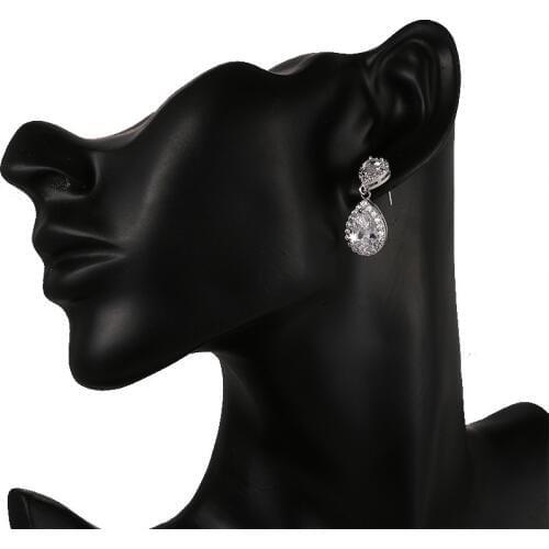 SLBRIDAL TOP Pave Setting Waterdrop CZ Crystals Drop Earring Cubic Zirconia Earrings Women Girls Jewelry Bridal Wedding Earrings