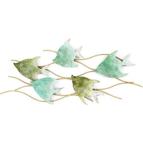 Mediterranean Vintage Wall Decoration Wrought Iron Home Wall Hanging Metal Fish Creative 3D Stereo Bedroom Wall Mural Ornaments