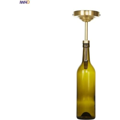 IWHD Loft Decor LED Ceiling Lamps Bedroom Porch Living Room Light Glass Bottle Copper Plafonnier Vintage Ceiling Lights Fixtures
