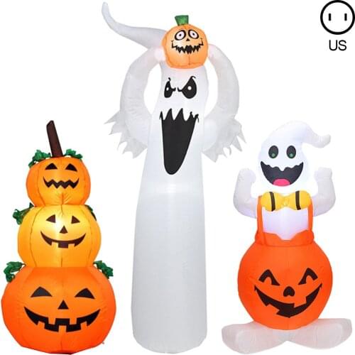 Halloween Party Decor Ghost Inflatable Model with LED Light Scary Halloween Props Ornament for Household Garden Ornament Decor