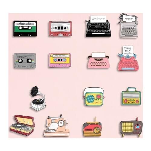 Vintage Typewriter Recorder Enamel Pins Cassette Tape Badge Brooch Denim Shirt Backpack Organ Eye Jewelry Gift For Friends