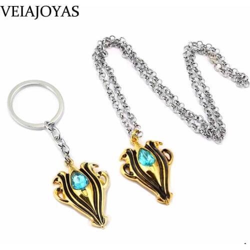 Anime Fire Emblem Jewelry Necklace Gold Vintage Pendant Choker Necklaces Blue Crystal Charm Keychain gifts Jewellery Accessories