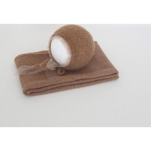 Vintage Mohair Knit Wrap Bonnet Newborn Stretch Wrap Photography Props Baby Sweater Layer Photo Props Swaddle Cocoon