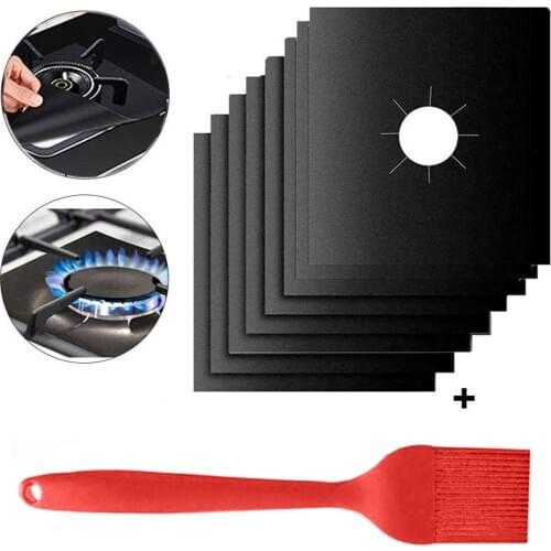Non-Stick Gas Stove Protectors Covers Kitchen Stovetop Guard Protective Mat With Oil Brush Gas Stove Protection Mat