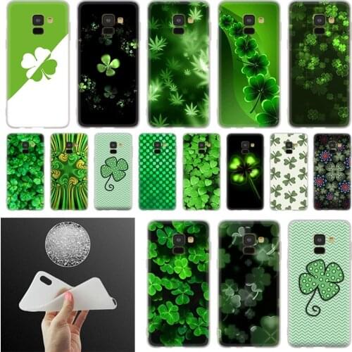 Green Lucky Clover Phone Case For Samsung Galaxy A10 A20 A30 A40 A50 A60 A70 A6 A8 Plus A7 A9 2018 A3 A5 2017 Soft Cover Coque