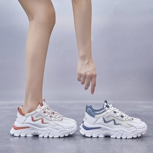 Women Shoes 2021 Fashion Lace Up Sneakers Women Breathable Casual Sport Shoes Women Platform Wedge Running Shoes Zapatos Mujer