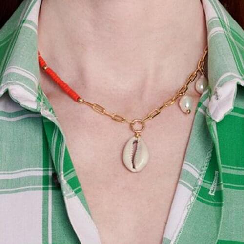 Ladies Shell Pendant Necklace Bohemian Creative Design Gold Plated Chain Necklace Hip Hop Fashion Accessories Wholesale 2020