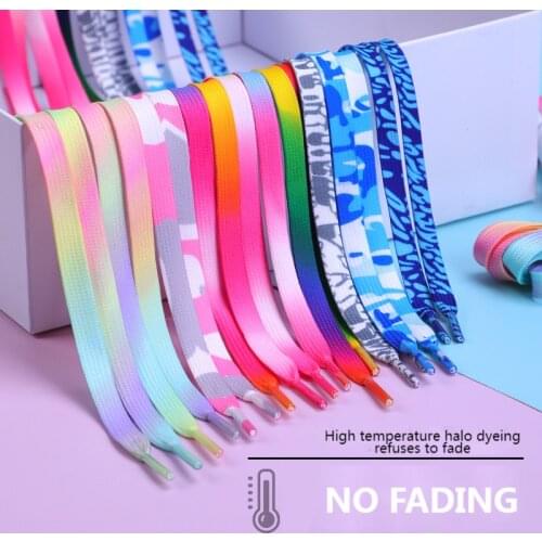 1 Pair Flat Shoelaces Rainbow Colour Shoe Laces Casual Canvas Shoes Colorful Shoelace Print Gradient Mens And Womens Universal