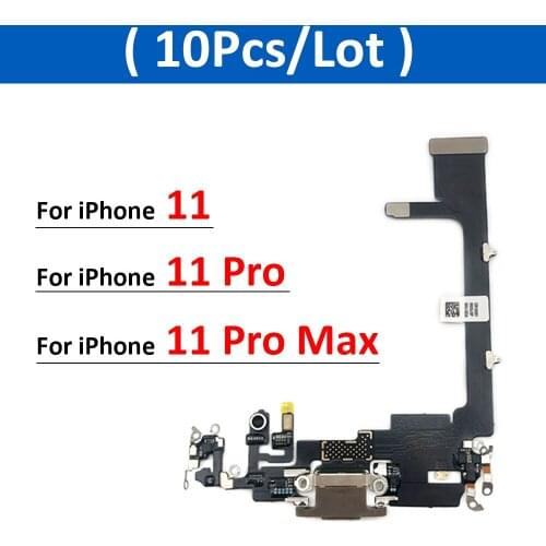 10Pcs/Lot, Micro USB Charger Dock Connector Charging Port Microphone Flex Cable For iPhone 11 Pro Max Replacement Parts