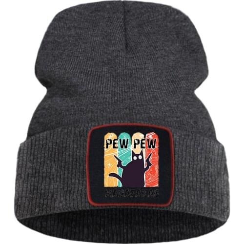 2020 Spring Ski Thick Beanie Caps Pew Pew Madafaka Cartoon Flexible Hat Outdoor Unisex Knitted Hats Hip Hop Street Hedging Cap