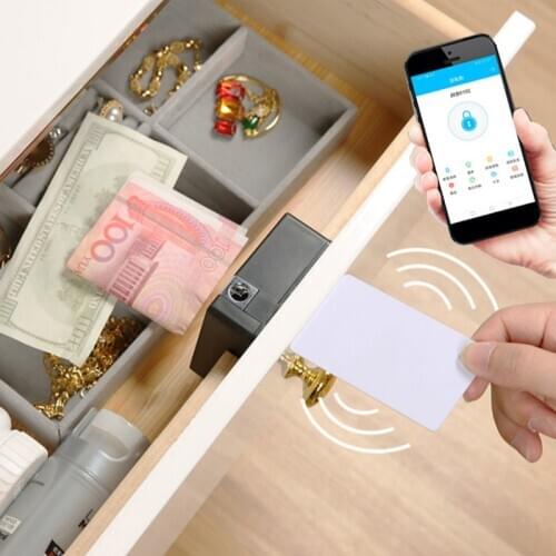 2021 Smart Drawer Lock smart Cabinet Locker Lock IC/ID Card TT Lock APP Unlock Electronic Hidden Furniture Wooden Door Lock