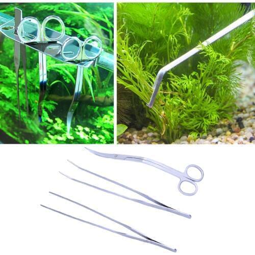 3in1 Aquarium Aquatic Live Plants Long Handle Tweezers Scissor Trim Tool Kit Set