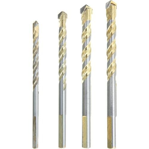 4pcs 6-12mm Multi-function Slot Wall Tile Concrete Drill Double U Type Triangle Twist Drill Bits Set Household Overlord Drill