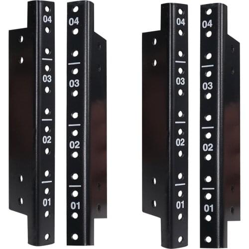 Sound Town 4-pack 4U Steel Rack Rails with Black Powder Coated Finish and Screws (ST-RR-04UX2)