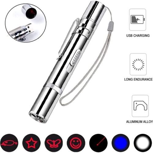 Cat Laser Pointer Toy USB Charging 4 in 1 Lighting Multifunctional Money Detector Pen Pet Funny Interactive Chase Game Plaything