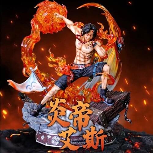 Anime Figure Een Stuk Action Figure Ace Pvc 420 MM Fire Devil Fruit Een Stuk Anime Collectable Model Speelgoed One Piece ACE