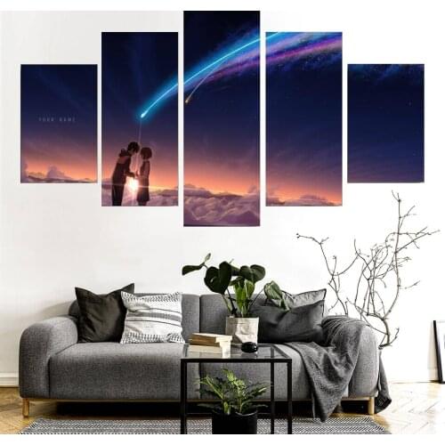 5 Panels Wall Art Your Name (Kimi no Na wa) Paintings Art Canvas Paintings Poster your name film poster painting frame Artwork