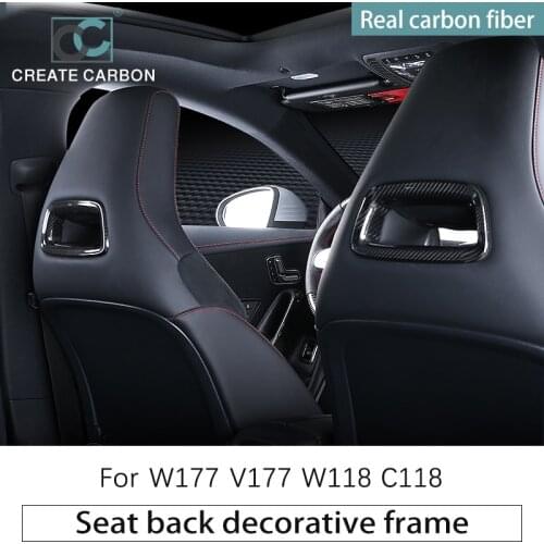CREATE CARBON Mercedes Benz Accessories For W177 V177 W118 C118 Real Carbon Fiber Seat Back Frame Sticker Modified Interior Part