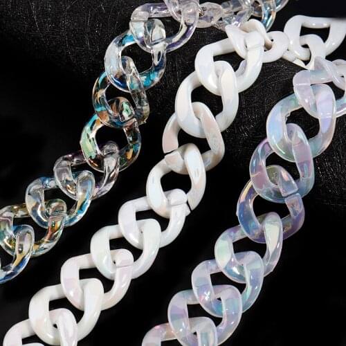 Linsoir 50pcs/lot White Transparent Chain Rings Buckles Acrylic Beaded Ring Buckle Clasps for DIY Hand Bag Jewelry Making Chains