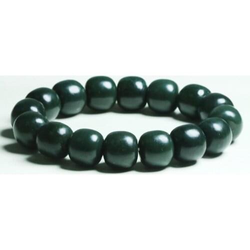 Natural Hetian Green Jade 13*14MM Beads Chain Bracelet Men And Women Christmas Bracelet Jewelry Gift
