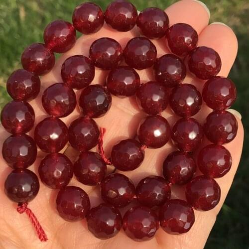 Natural Faceted Red Carnelian Chalcedony Jades Stone Loose Spacer Beads For Jewelry Making DIY Bracelet Necklace 4/6/8/10/12mm