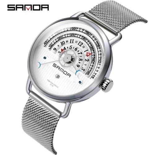 SANDA Casual Sport Watches Mens Top Brand Luxury Miltary Stainless Steel Quartz Wrist Watch Man Clock Relogio Masculino