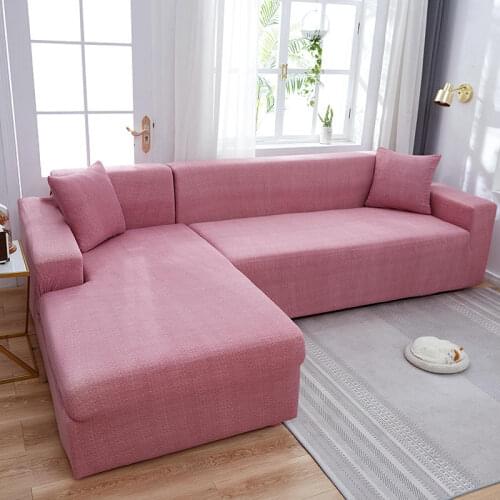 Sectional Sofa Covers for Living Room Stretch Pets Corner L Shape Seat Covers Pink 1 2 3 4 Seater Couch Cover Couch Slipcover