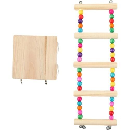 Wood Ladder Pet Birds Climbing Toys Parrots Swing Excercise Bite Toy for Finches