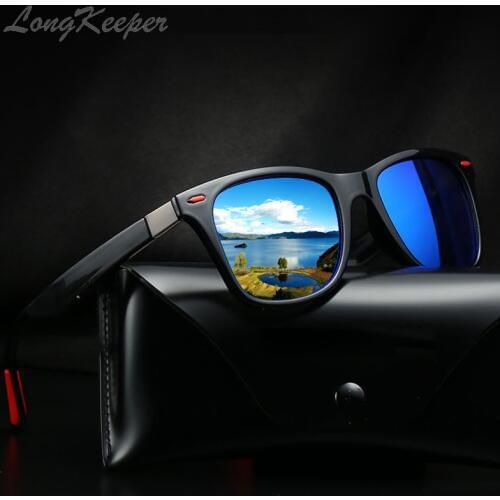 LongKeeper Classic Polarized Sunglasses Men Women Brand Design Driving Square Sun Glasses Male Mirror Goggle UV400 Okulary
