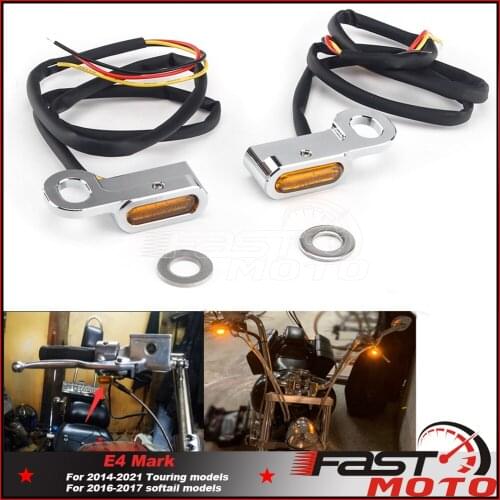 E4 Mark Mini Blinker Light Turn Signal Indicators Lamp For Harley Softail Touring Breakout Fat Bob Road King Street Glide FLHR
