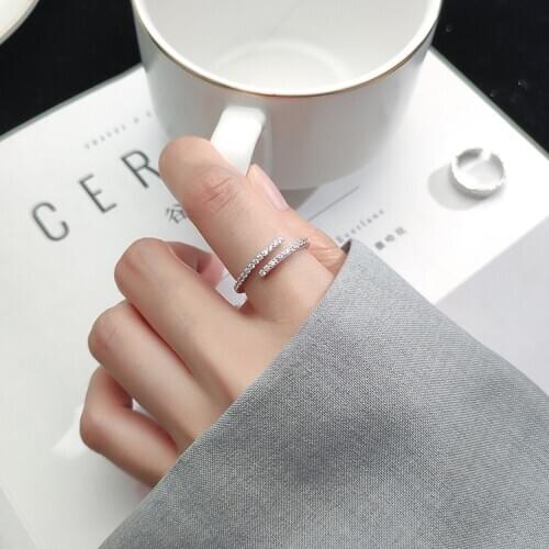 Elegant Cubic Zircon Open 925 Silver Finger Couple Ring For Women Fine Jewelry jz085