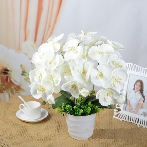 1pc Artificial Silk White Butterfly Orchid Flowers Butterfly Moth Fake Flower Plant for Wedding Party Home Festival Decoration