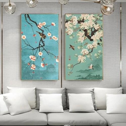 Chinese Ginkgo Flower Bird Beautiful Plant Canvas Painting Posters Prints Abstract Wall Art Pictures for Living Room Home Decor