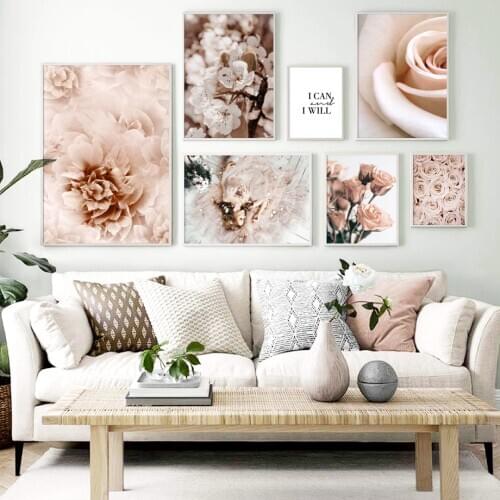 Rose Flower Leaf Plant Petal Dress Lady Quotes Wall Art Print Canvas Painting Nordic Poster Wall Pictures For Living Room Decor