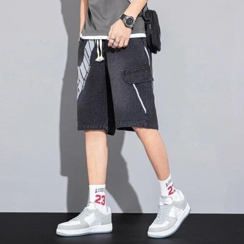 Summer New Mens Stretch Short Jeans Casual Slim Fit High Quality Elastic Denim Shorts Male Plus Fat Plus Size Five-point Pants