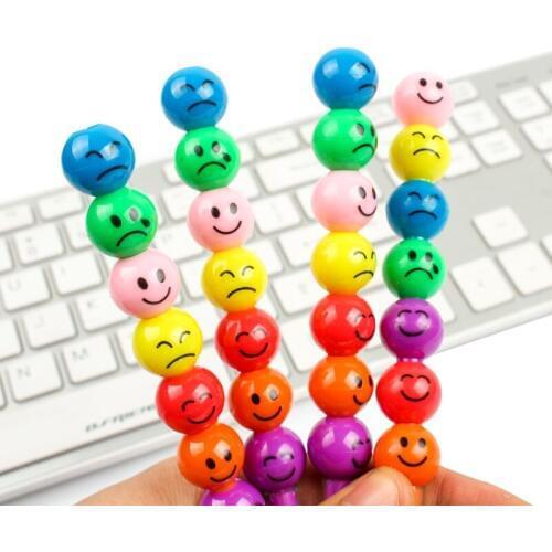 4PCS Removable Cute Candy Color Smiley Face Crayons Painting Crayons Children Holiday Birthday Party Small Gifts Graffiti Pens