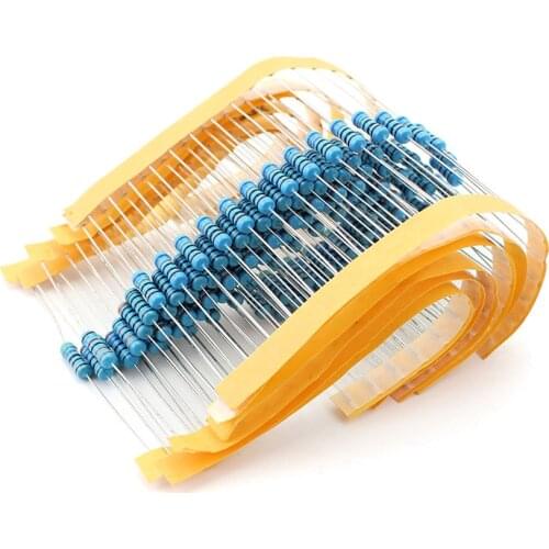 50pcs 0.5 Watt Resistors 1/2W Metal Film Resistor 1% 1K 2.2K 4.7K 5.1K 6.8K 7.5K 8.2K 9.1K 10K 20K 30K 39K 68K 100K 470K 1M ohms