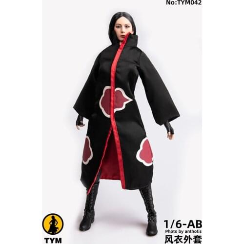 1/6 Scale Male/Female Figure Clothes Silk Material Windbreaker with Red Pattern Accessory Model for 12 inches Action Figure Body