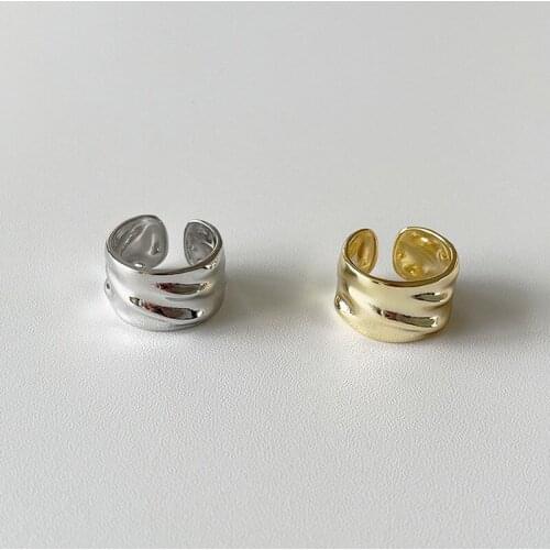 2021 New Korea Fashion Web Celebrity Contort Wrinkle Rings for Woman Concise Style Golden Fold Couple Rings Open Adjust Jewelry
