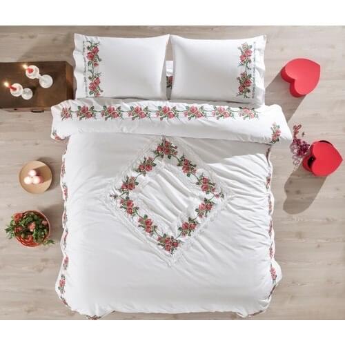 Buldan Concept Handwork Authentic Canvas Embroideried White Duvet Cover Kit turkish work